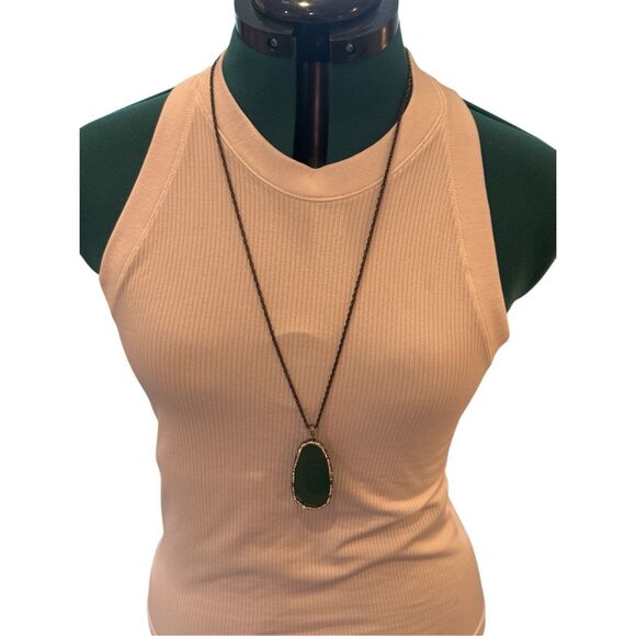 Anthropolgie Green Stone Long Necklace - Picture 2 of 6
